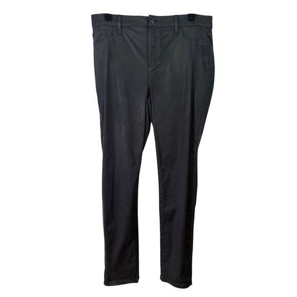 Chicos Women's Shiny Black Stretch Jegging Pants W Front & Back Pockets Size 14 - Picture 1 of 13